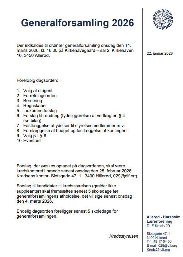 Foreløbig Dagsorden GF
