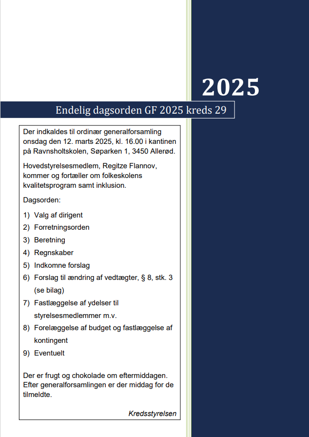 Endelig Dagsorden GF 2025 Endelig Dagsorden GF 2025